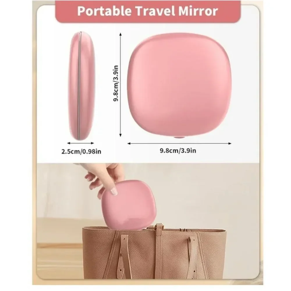 Compact Pink Portable Lighted LED Makeup Mirror 1X/10X Magnification NEW